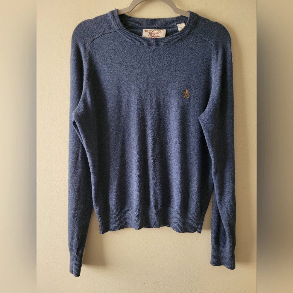 Original Penguin Blue Cashmere Sweater Medium Vintage Crewneck Pullover Preppy